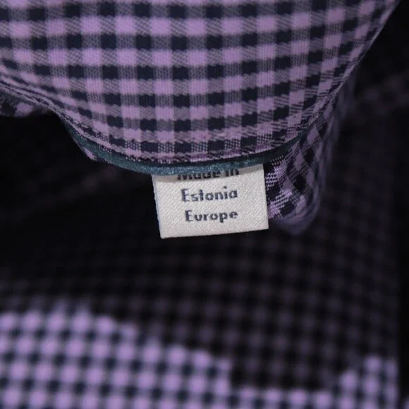 Eton NWT Casual Button Down Shirt Size 38 15 S Slim Fit in Purple/Blue Check